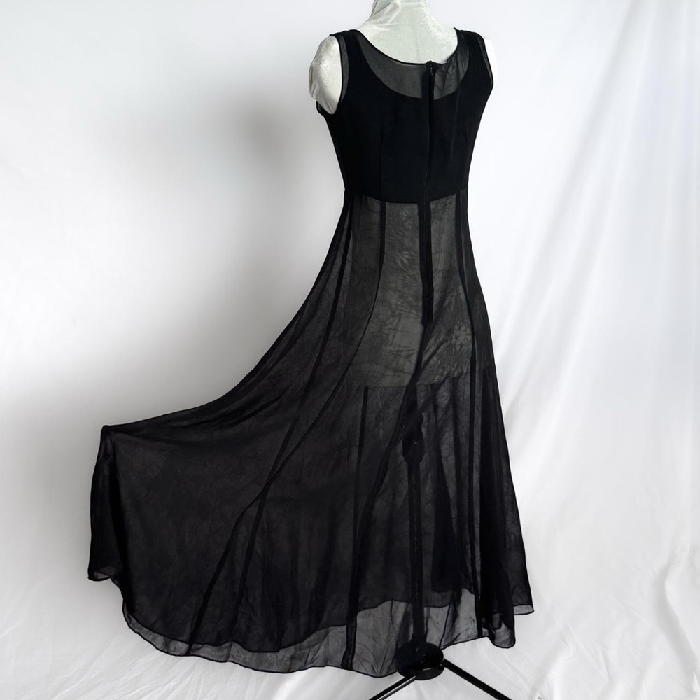 vintage 90s sheer black midi A-line dress